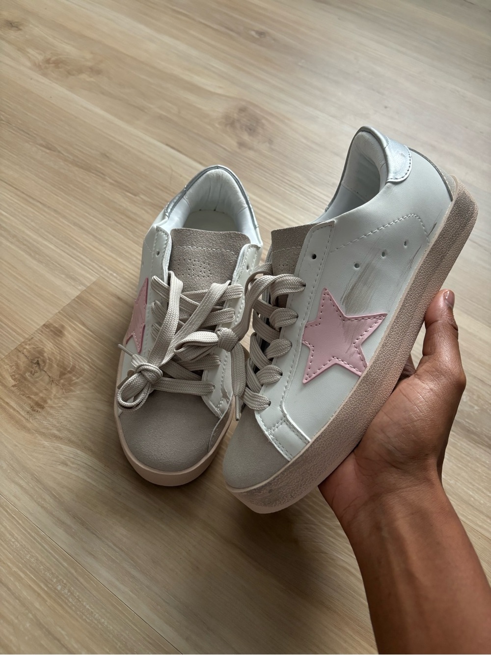 Women's Golden Goose Sneakers with Pink Star Accent